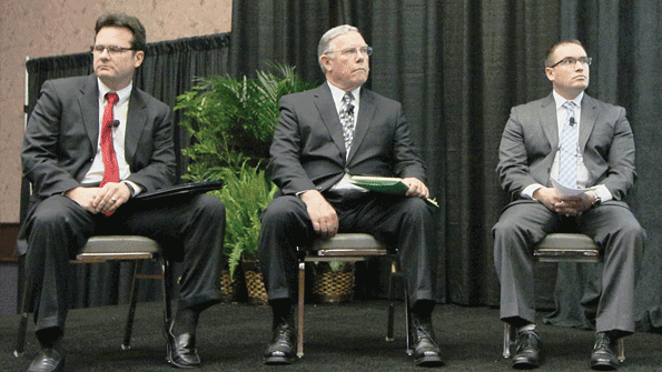 Panelists included from left Don Durm national account executive PLM Trailer Leasing Dr Patrick Brecht president PEB Commodities Inc Global Cold Chain Alliance and World Food Logistics Organization Scientific Advisory CouncilRefrigerated Transportation and Jon Samson director Agricultural amp Food Transporters Conference of the American Trucking Associations