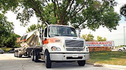 New tractor and trailer purchases at Bulkmatic Transport Co Griffith IN in 2011 included this Freightliner Business Class M2 112 tractor and MAC PneuMACtic dry bulker The carrier provides trucking transloading and warehouse services throughout North America New tractor and trailer purchases at Bulkmatic Transport Co Griffith IN in 2011 included this Freightliner Business Class M2 112 tractor and MAC PneuMACtic dry bulker The carrier provides trucking transloading and warehouse services throughout North America