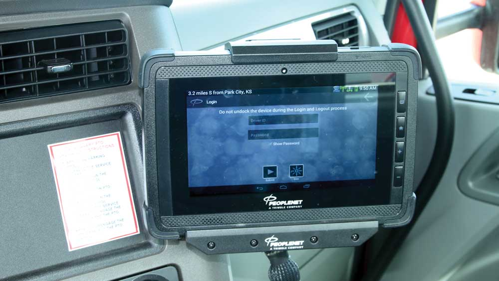 Drivers use PeopleNet onboard computers to manage hours of service