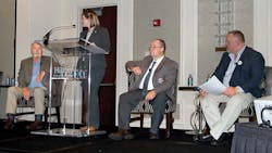 Distracted driving was the topic for a panel that included from left Mike Elmenhorst Groendyke Transport Inc Tracy Henke NTTC Todd Stine Carbon Express Inc and NTTC Professional Tank Truck Driver of the Year and Terry Kolacki GLS Transport Inc Distracted driving was the topic for a panel that included from left Mike Elmenhorst Groendyke Transport Inc Tracy Henke NTTC Todd Stine Carbon Express Inc and NTTC Professional Tank Truck Driver of the Year and Terry Kolacki GLS Transport Inc