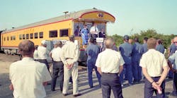 Beaumont TX Fire Chief Pete Shelton addressed emergency responders during an October 1993 TransCAER Whistlestop Tour.