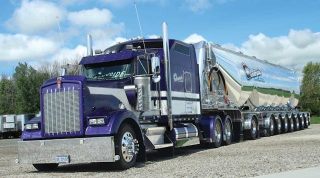 An eleven-axle dry bulk transport gives Countryside Transportation Services the ability to haul a 110,000-lb payload in Michigan. Sugar accounts for a majority of the liquid and dry bulk loads hauled by the Sebewaing MI-based carrier.