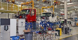 Mack trucks on the assembly line Mack trucks on the assembly line