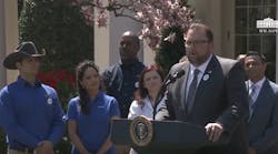 Werner president and CEO Derek Leathers speaks at a White House Rose Garden event touting the benefits of the Tax Cuts and Job Act.