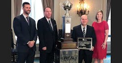 On hand to accept NTTC&rsquo;s North American Safety Trophy in the Sutherland Division for G&amp;D Trucking/Hoffman Transportation were [from left] Jordon Hoffman, Kevin Hoffman, Jerry Curl, and Kolby Hoffman.