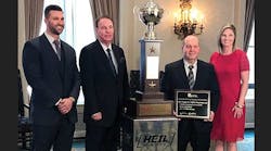 On hand to accept NTTC&rsquo;s North American Safety Trophy in the Sutherland Division for G&amp;D Trucking/Hoffman Transportation were [from left] Jordon Hoffman, Kevin Hoffman, Jerry Curl, and Kolby Hoffman.