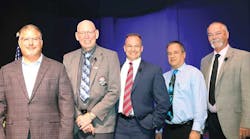 Members of the panel on &ldquo;How to Achieve a Safety Focus in Your Team&rdquo; included [for left] John Whittington, NTTC chairman and vice-president for government affairs at Grammer Industries; Paul Emerson, NTTC 2017-2018 Professional Tank Truck Driver of the Year and a driver with Foodliner Inc; Jon Stenzel, Foodliner director of training; John Bowlby, Carbon Express director of training; and Mike Elmenhorst, Groendyke Transport safety director.