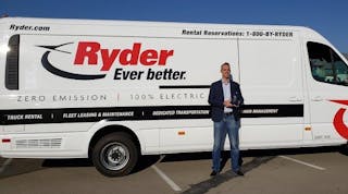 Chris Nordh, Ryder&apos;s senior director of advanced vehicle technologies and energy products, recently accepted a Green Fleet Award for Ryder&rsquo;s efforts in helping companies transition to zero-emission electric fleets.
