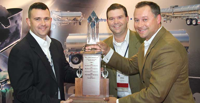 Taylor Craigen The Jack Olsta Co accepts the 2010 Heil Trailer International quotGoing the Extra Milequot Service Award from Greg Heyer and Greg Hewitt with Heil Trailer International The award was presented at the National Tank Truck Carriers 2010 Cargo Tank Maintenance Seminar amp Equipment Show in Louisville KY