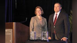 Karl Schmidt, CITGO Petroleum Corporation, received the 2016 ILTA Platinum Safety Award for a large terminal company from Melinda Whitney, ILTA President.