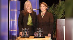 Kresha Sivinski [left], CITGO Petroleum Company, accepts the large terminal Platinum Award from Melinda Whitney, ILTA president.
