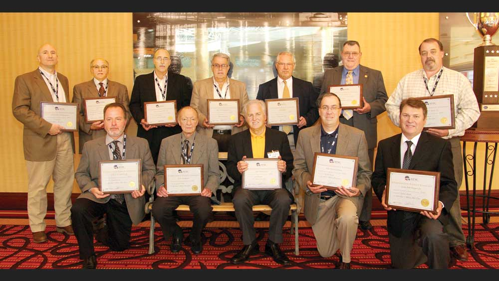 Winners of the 2010 NTTC tank truck safety contest were recognized during the annual meeting in Baltimore MD Pictured are grand award recipients in the Competitive Safety Contest Front row from left John Hamel JampS Transport Co Ken St Clair Sr Sinclair Cartage Inc Keith Lewis Liquid Transport Corp Bob Schilli Jr Bulk Transport Co Bernie Gorski Gorski Bulk Transport Back row Ward Best Atlantic Bulk Carrier Corp Bill Ferrell Jr Lacyrsquos Express Inc Chuck Garrison Frontier Transport NA LP Paul DeFalco Lind