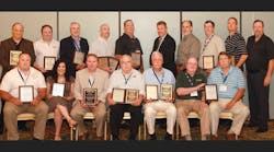 Winners of the 2011 Great West Casualty Co Fleet Safety Contest received awards at the annual NTTC Tank Truck Safety &amp; Security Council meeting in New Orleans LA. In the front row [from left]: Terry Kolacky, GLS Transport Inc; Nedal Awada, K-Limited Inc; David Guess, Usher Transport Inc; Bobby Burns, Horizon Tank Lines Inc; Paul Baute, Grammer Industries Inc; and Gene Patten and Eddie Smith, Dana Companies. Back row: Neil Voorhees, Trimac Transportation Inc; Jon Harper, Barnett Transportation Inc; Mark Kadlec, AJ Weigand Inc; Ward Best, Atlantic Bulk Carrier Corp; David Renfrew, LLL Transport Inc; Dan Athmer, Commercial Transport Inc; Dave Strein, GLS Transport Inc; Mark Voelker, Stahly Cartage Co; Joel Pakka, Dana Companies; and Scott Claffey, Great West Casualty Co.
