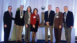 Members of the GLS Transport management team accepted the Heil Outstanding Safety Performance trophy in the under 15 million miles class Members of the GLS Transport management team accepted the Heil Outstanding Safety Performance trophy in the under 15 million miles class