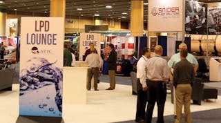 Tank Truck Week attendees network at the Liquid Product Database Lounge.