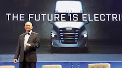 Roger Nielsen, Daimler Trucks North America, discussed the future of emission-free commercial transportation during his presentation as keynote speaker at the 2019 Advanced Clean Transportation Expo.