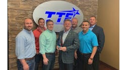 Texas Transeastern (TTE) leaders recently accepted the Murphy USA Carrier of the Year trophy for 2018. From left to right are Murphy&rsquo;s Jeremy Moore, Jordan Smith and Greg Downum, TTE&rsquo;s JJ Isbell and Ron Spillman, Murphy&rsquo;s Manuel Rodriguez and TTE&rsquo;s Steve Davis.