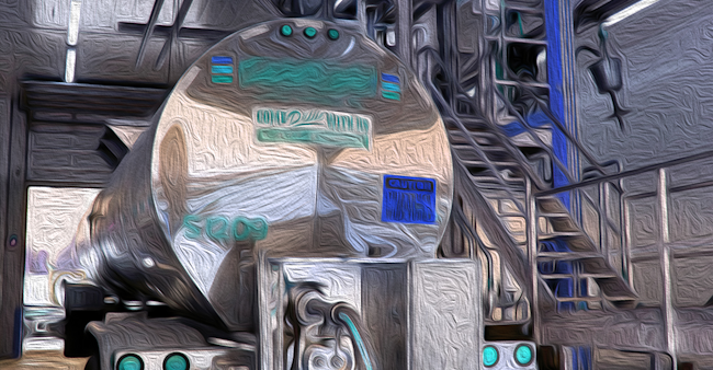 Interior of tank wash bay, stylized photo