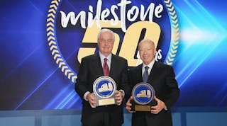 Roger S Penske, left, chairman of Penske Transportation, and Brian Hard, president and CEO, are celebrating the company&apos;s 50th anniversary.