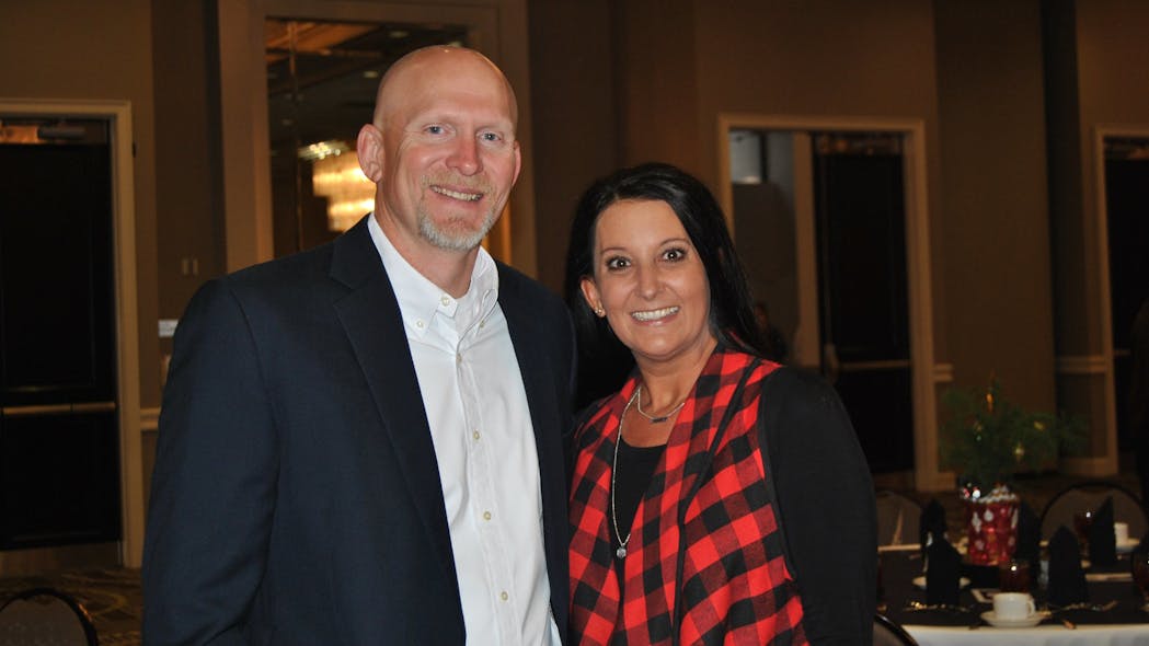 Wade Harrison, here with wife Candace at a 2018 safety banquet, recently was promoted to president of Service Transport Company.