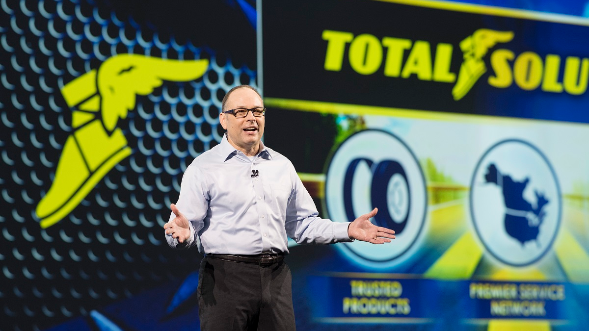 Goodyear's Dave Beasley explains the Complete Tire Management solution at the company's annual customer conference.