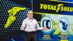Goodyear's Dave Beasley explains the Complete Tire Management solution at the company's annual customer conference. Goodyear's Dave Beasley explains the Complete Tire Management solution at the company's annual customer conference.