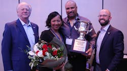 United Petroleum Transports Professional Driver of the Year John Alexander, second from right, is joined by his wife, Shonikay Alexander, UPT President and CEO Greg Price, left, and Chief Operating Officer David Price. United Petroleum Transports Professional Driver of the Year John Alexander, second from right, is joined by his wife, Shonikay Alexander, UPT President and CEO Greg Price, left, and Chief Operating Officer David Price.