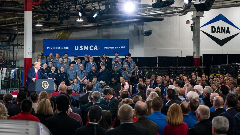 President Donald Trump toured the Dana Incorporated facility in Warren, Michigan soon after signing the USMCA agreement.
