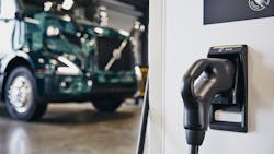 Volvo VNR Electric and charging station