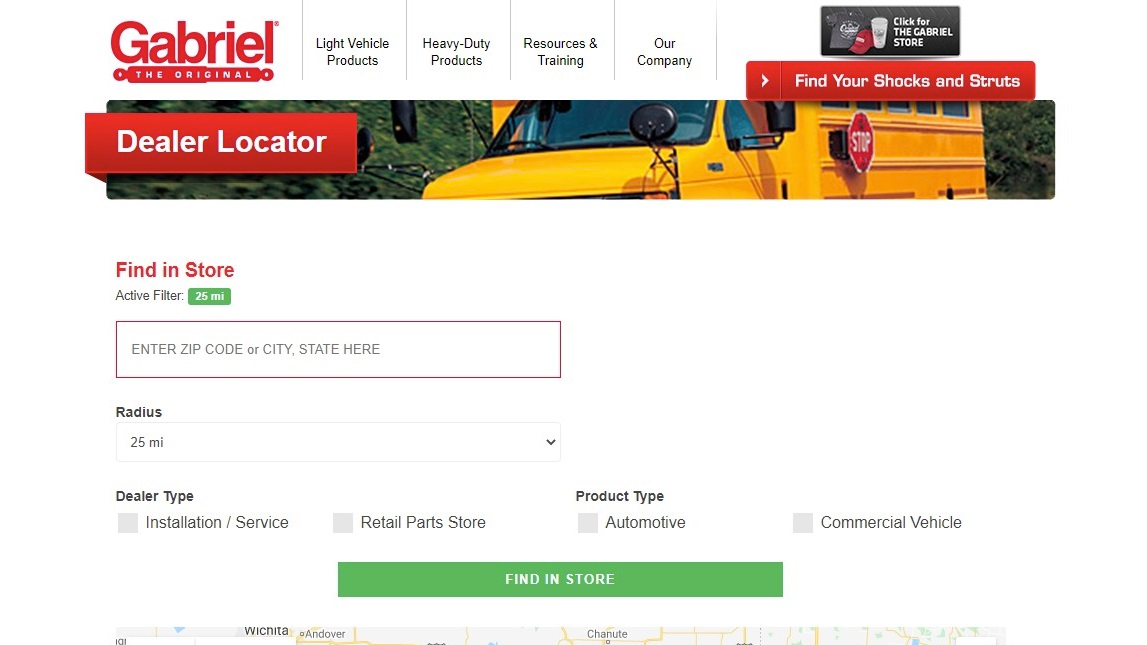 Gabriel Dealer Locator Screenshot 5f2958ff0cb6f
