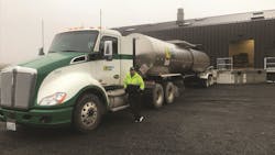 Sunnyside driver Brandon Weaver was the first driver to haul the whiskey this fall, and he said it is a nice change from his usual route. Sunnyside driver Brandon Weaver was the first driver to haul the whiskey this fall, and he said it is a nice change from his usual route.