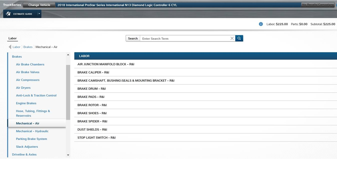 Mitchell 1 Truck Series Labor Estimate Guide Component Selection 2021 60229b9b7e545
