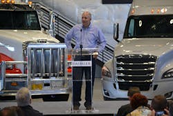 DTNA's retiring President and CEO Roger Nielsen speaks during a past event in Oregon. DTNA's retiring President and CEO Roger Nielsen speaks during a past event in Oregon.
