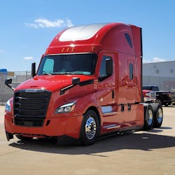 A Freightliner Cascadia equipped with Merlin Solar PV panels, which can reduce idling by drawing power from the sun. A Freightliner Cascadia equipped with Merlin Solar PV panels, which can reduce idling by drawing power from the sun.