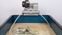 The Model 5H Brill tube-type oil skimmer mounts directly on the edge of the main wasterwater holding tank. The Free-Floating Collector Tube actively and continuously removes the oil and grease as it rises to the surface of the water. The Model 5H Brill tube-type oil skimmer mounts directly on the edge of the main wasterwater holding tank. The Free-Floating Collector Tube actively and continuously removes the oil and grease as it rises to the surface of the water.