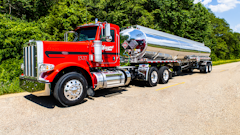 Wayne Transports' equipment consists of Peterbilt tractors and LBT petroleum trailers.