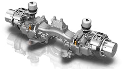 ZF's AxTrax electric axle is nearing 1 million miles of real-world testing on the Freightliner eCascadia. ZF's AxTrax electric axle is nearing 1 million miles of real-world testing on the Freightliner eCascadia.