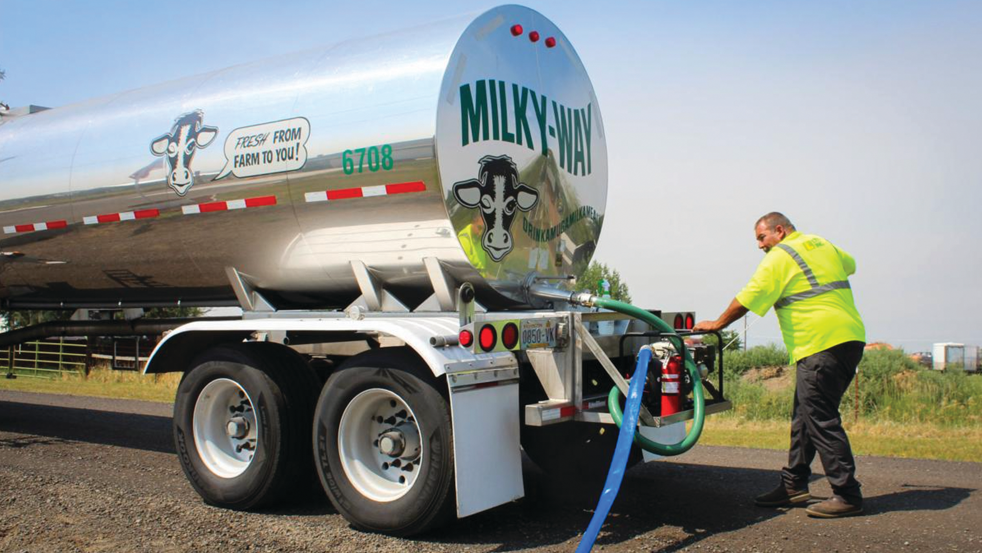 Milky Way driver Mike Szabo delivers water.