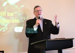 Jonathan Arneault warned bulk shippers, transporters, and other intermodal supply-chain participants of the coming 'carbon concern' for companies in the United States. Jonathan Arneault warned bulk shippers, transporters, and other intermodal supply-chain participants of the coming 'carbon concern' for companies in the United States.