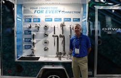 David Morrow, OPW Engineered Systems sales director, helped unveil the company’s new ‘trade show on wheels’ during the 2021 International Operating Conference and Trade Show in Houston. David Morrow, OPW Engineered Systems sales director, helped unveil the company’s new ‘trade show on wheels’ during the 2021 International Operating Conference and Trade Show in Houston.