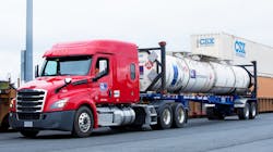 CSX and Quality Carriers formed a new intermodal union when CSX purchased Quality in July. Now Quality is designing a new 20-foot, 6,000-gallon ISO tank that will replace the 40-foot container shown here, and allow it to move twice as much product on the same CSX well cars. CSX and Quality Carriers formed a new intermodal union when CSX purchased Quality in July. Now Quality is designing a new 20-foot, 6,000-gallon ISO tank that will replace the 40-foot container shown here, and allow it to move twice as much product on the same CSX well cars.