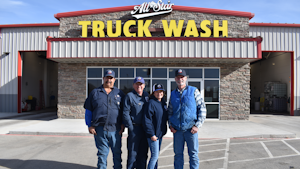 All-Star Truck Wash's dedicated staff includes, from left to right, managers Frank Mendoza (Avenue A) and Royce Jordan (I-27), office manager Kim Jordan, and owner Mike Cleavinger.