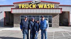 All-Star Truck Wash&apos;s dedicated staff includes, from left to right, managers Frank Mendoza (Avenue A) and Royce Jordan (I-27), office manager Kim Jordan, and owner Mike Cleavinger.