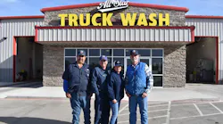 All-Star Truck Wash's dedicated staff includes, from left to right, managers Frank Mendoza (Avenue A) and Royce Jordan (I-27), office manager Kim Jordan, and owner Mike Cleavinger.