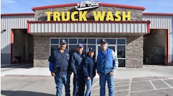 All-Star Truck Wash&apos;s dedicated staff includes, from left to right, managers Frank Mendoza (Avenue A) and Royce Jordan (I-27), office manager Kim Jordan, and owner Mike Cleavinger.