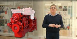 Jonathon White, Cummins’ VP of engine business engineering, discusses Cummins new fuel-agnostic engine platforms during a Feb. 14 press conference. Jonathon White, Cummins’ VP of engine business engineering, discusses Cummins new fuel-agnostic engine platforms during a Feb. 14 press conference.