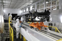 At its new plant in San Antonio, Navistar is utilizing a paint system that eliminates material waste. At its new plant in San Antonio, Navistar is utilizing a paint system that eliminates material waste.