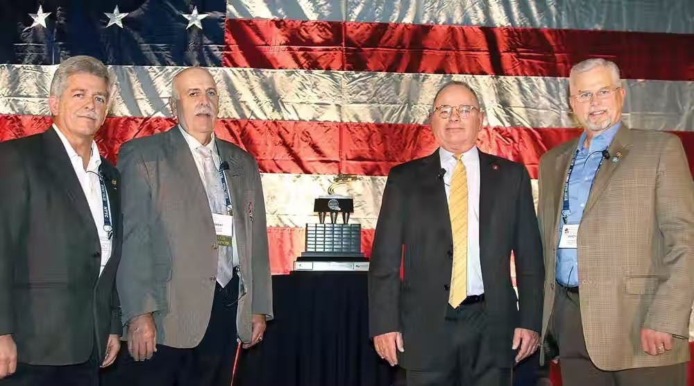 A 2015 NTTC safety discussion included, from left to right, Miller Transporters&rsquo; Ray Riley, 2015 Tank Truck Driver of the Year Robert Weller; K-Limited Carrier&rsquo;s Dean Kaplan, and Superior Bulk Logistics&rsquo; Randy Vaughn.