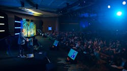 David Carson, Daimler Truck North America’s SVP of sales and marketing, speaks during the opening main stage session of ACT Expo 2022. David Carson, Daimler Truck North America’s SVP of sales and marketing, speaks during the opening main stage session of ACT Expo 2022.