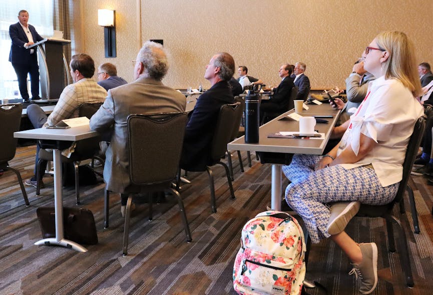 Attendees listen as Harold Sumerford Jr., CEO of J&amp;M Tank Lines, delivers the ATA update during NTTC&apos;s 2022 Annual Conference in San Diego, Calif.